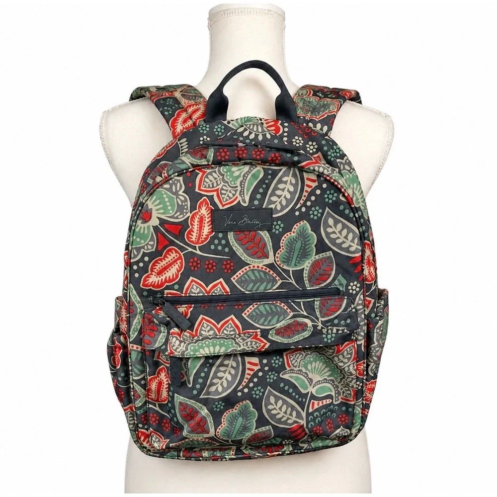 Vera Bradley Lighten Up Backpack Nomadic Floral Leaf Print Canvas Campus Travel